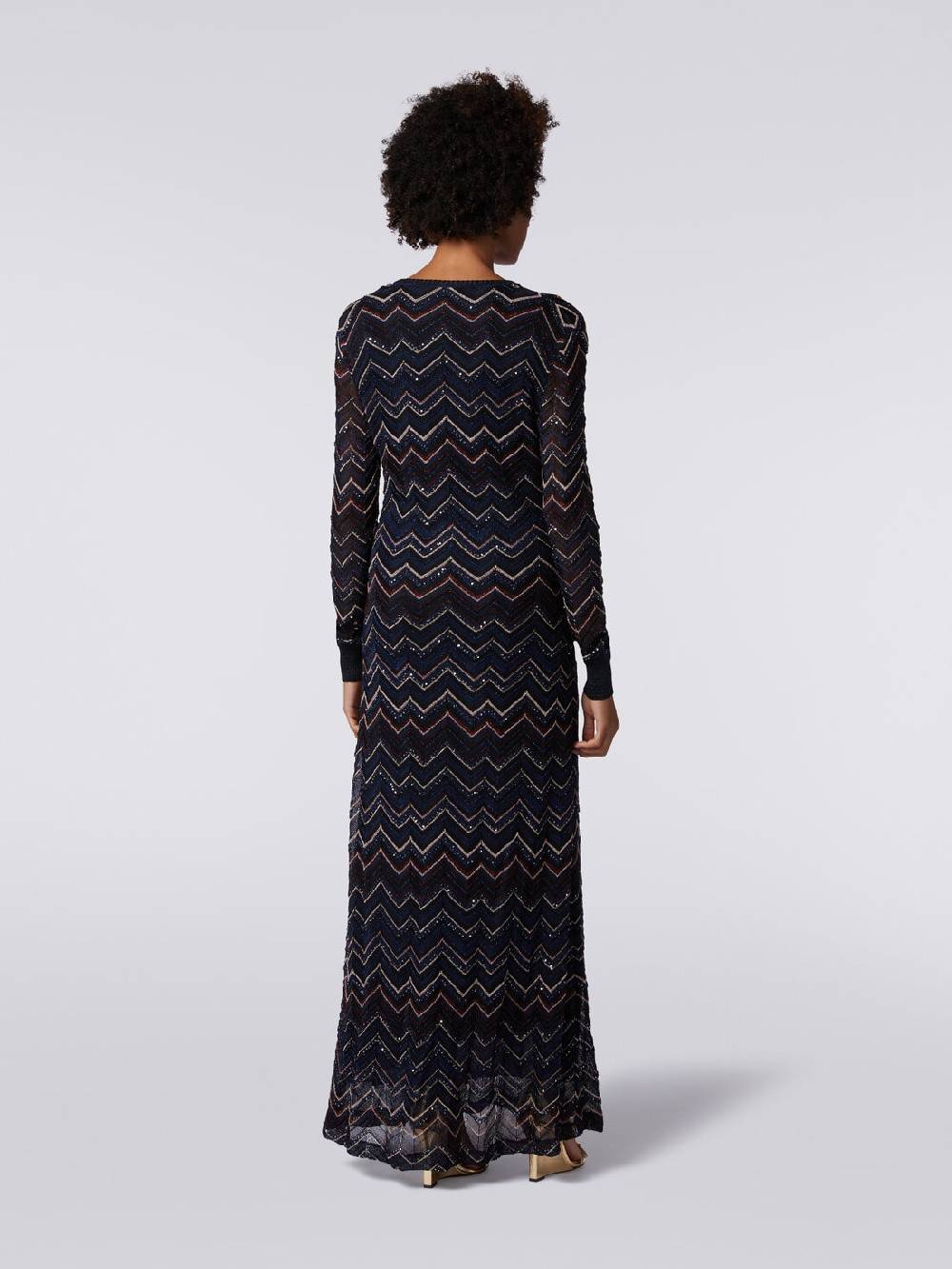 Missoni Abito lungo in maglia zig zag con scollatura a V e lurex Italia