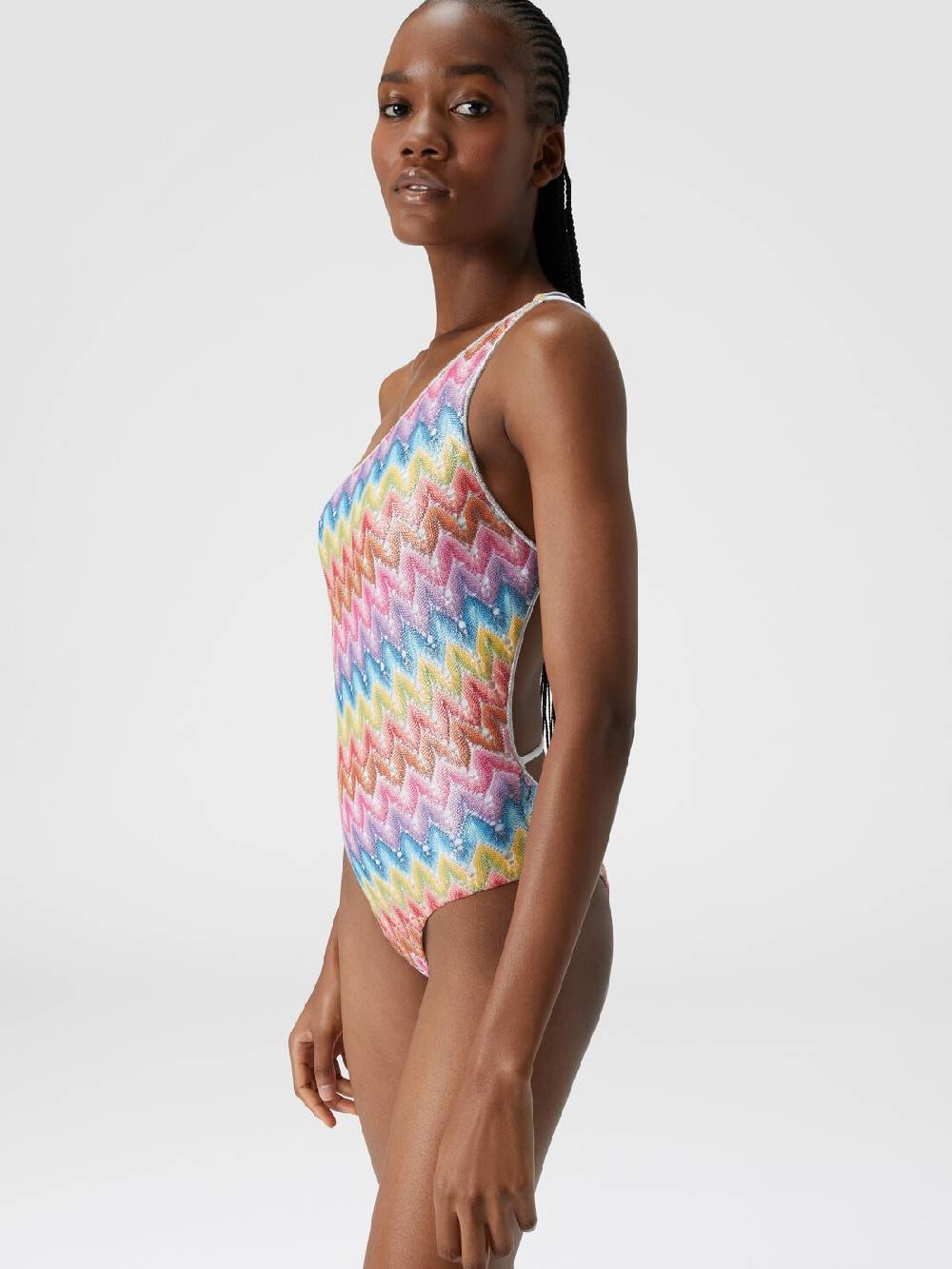 Missoni Costume intero monospalla in pizzo spalmato Vendita