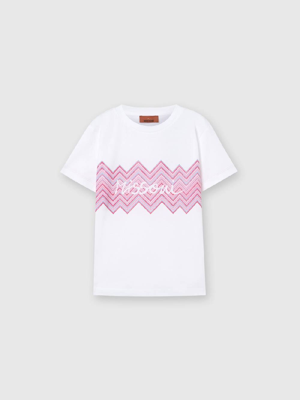 Missoni T-shirt in jersey di cotone con inserto chevron e logo Prezzo Ridotto