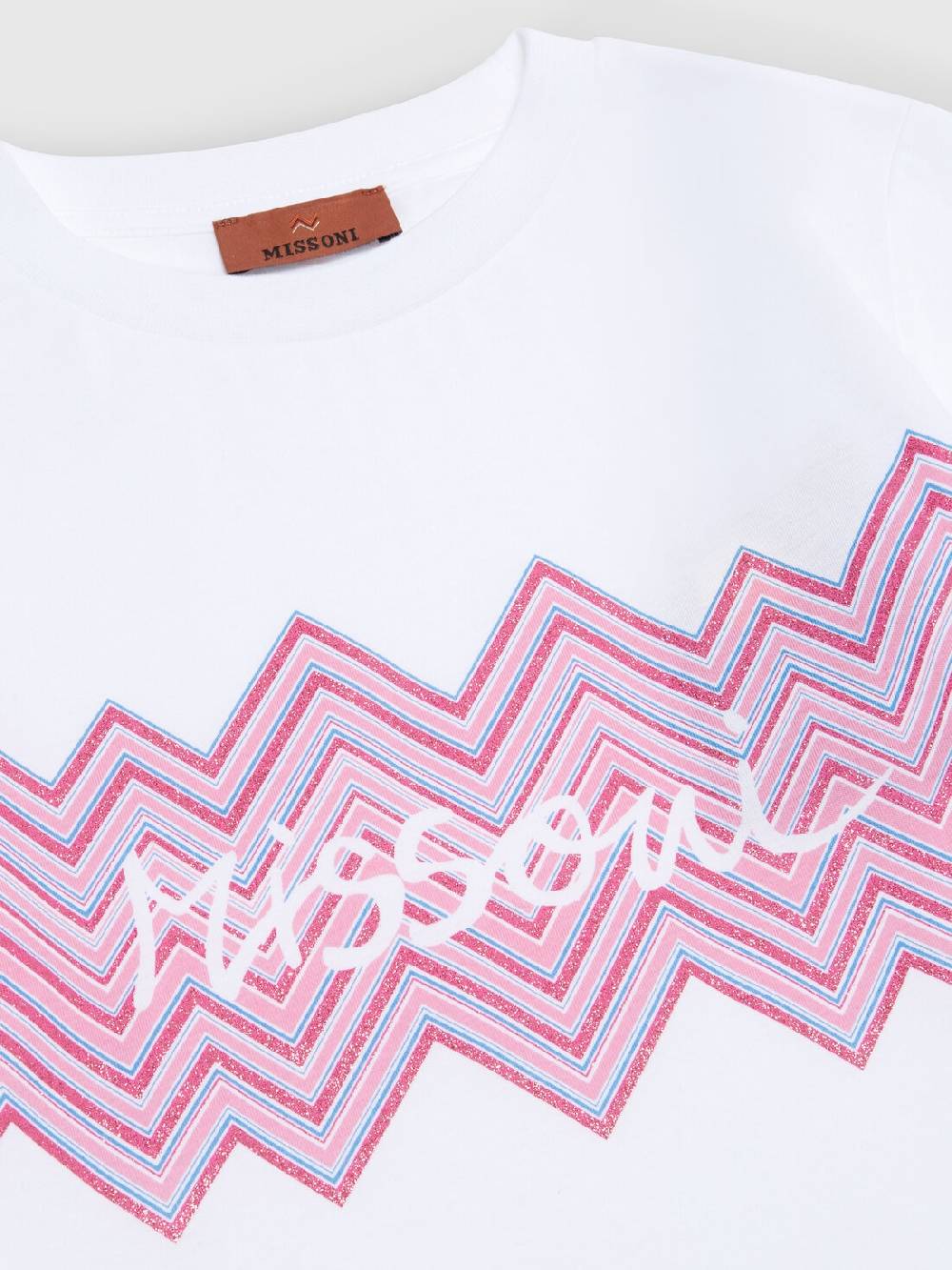 Missoni T-shirt in jersey di cotone con inserto chevron e logo Prezzo Ridotto