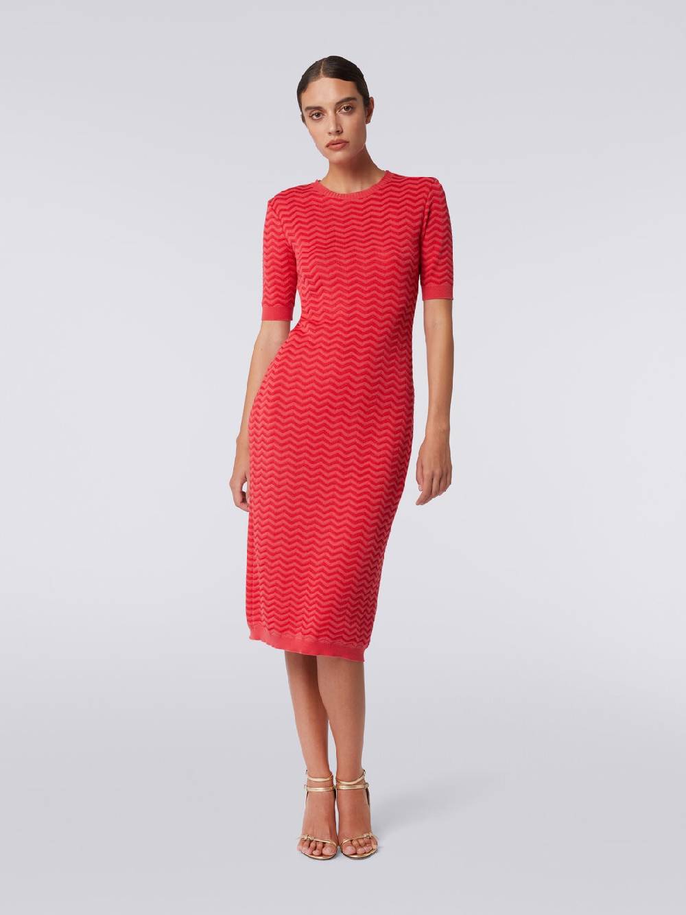 Missoni Abito longuette girocollo in maglia chevron In Vendita