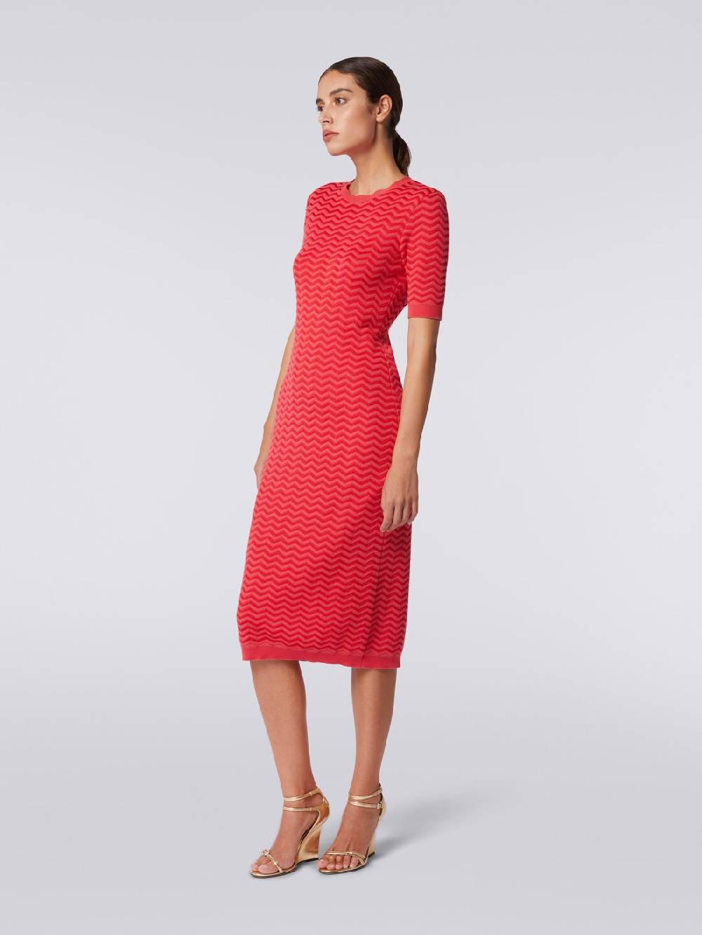 Missoni Abito longuette girocollo in maglia chevron In Vendita