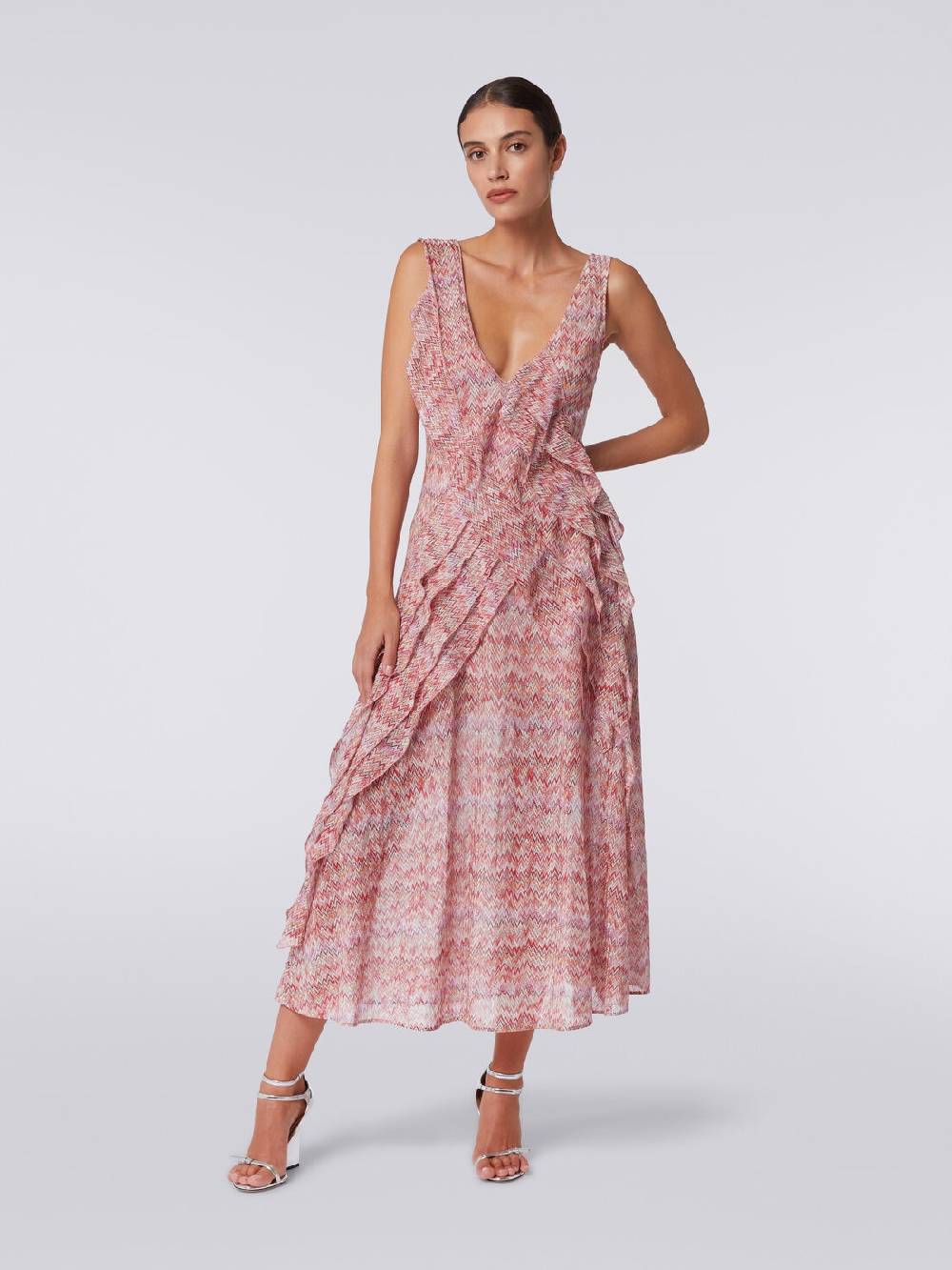 Missoni Abito midi motivo snake con balze e lurex Offerte