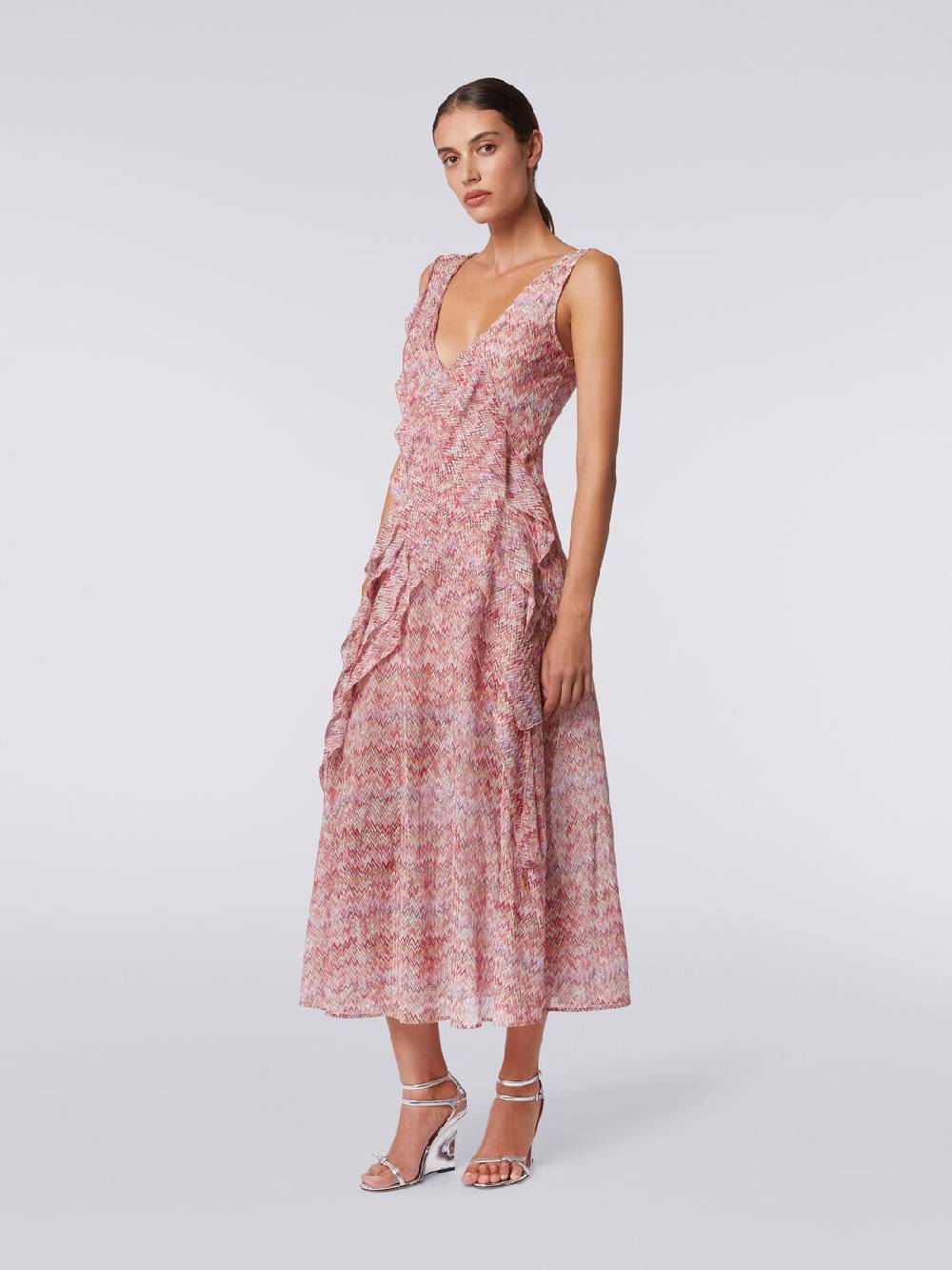 Missoni Abito midi motivo snake con balze e lurex Offerte