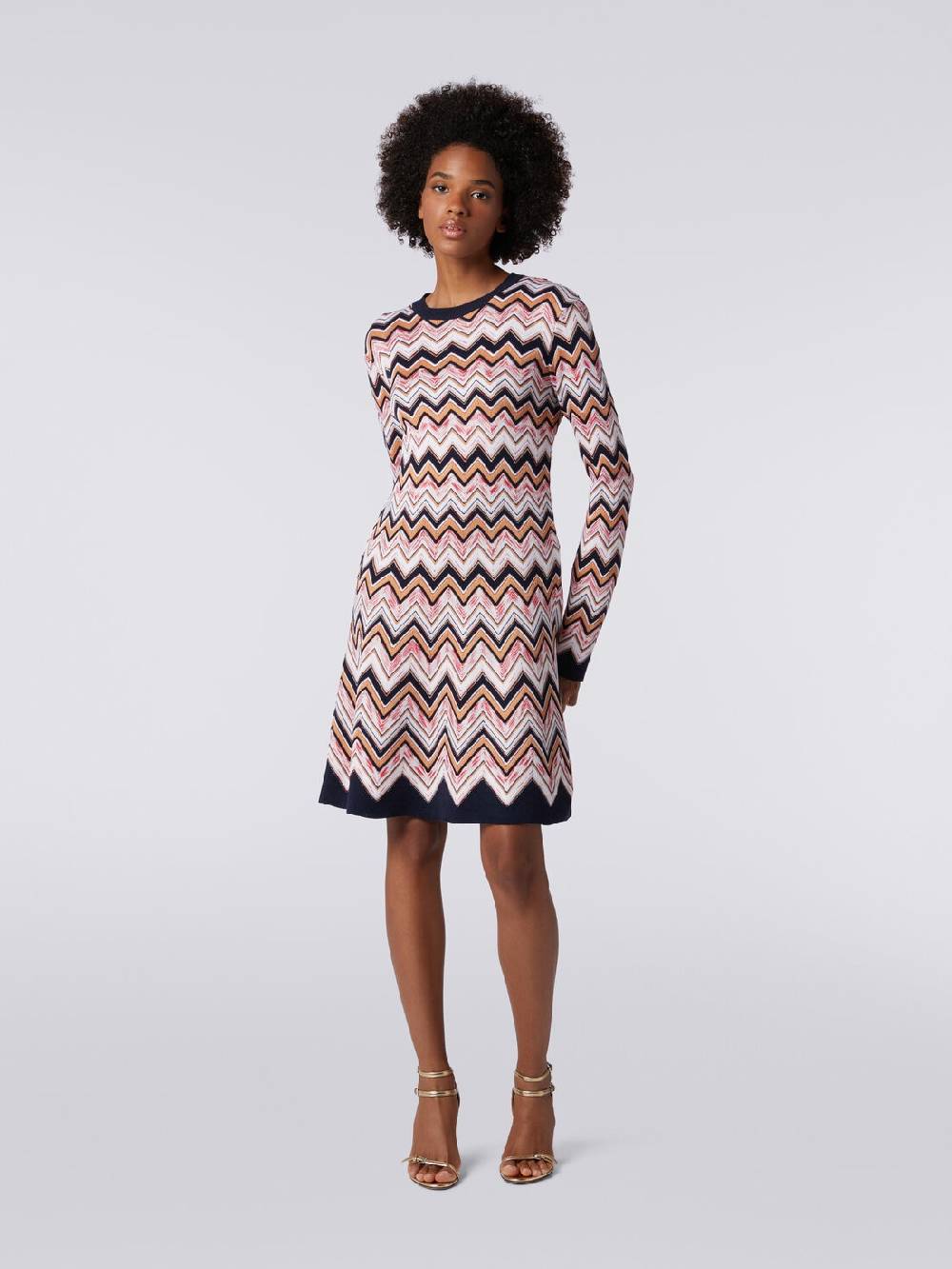 Missoni Abito girocollo a maniche lunghe in maglia zig zag Vendita Economica