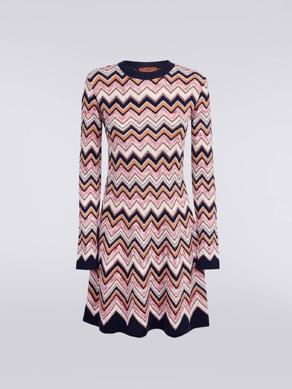 Missoni Abito girocollo a maniche lunghe in maglia zig zag Vendita Economica