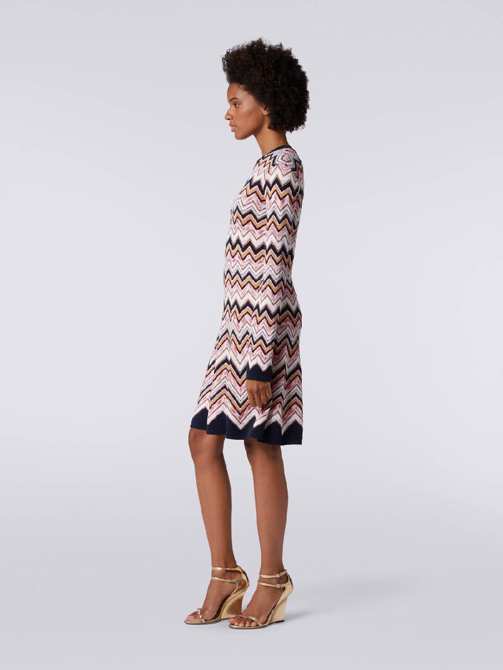 Missoni Abito girocollo a maniche lunghe in maglia zig zag Vendita Economica