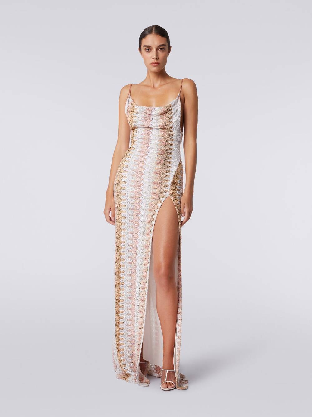 Missoni Abito lungo effetto pizzo con scollatura drappeggiata e spacco Vendite Flash