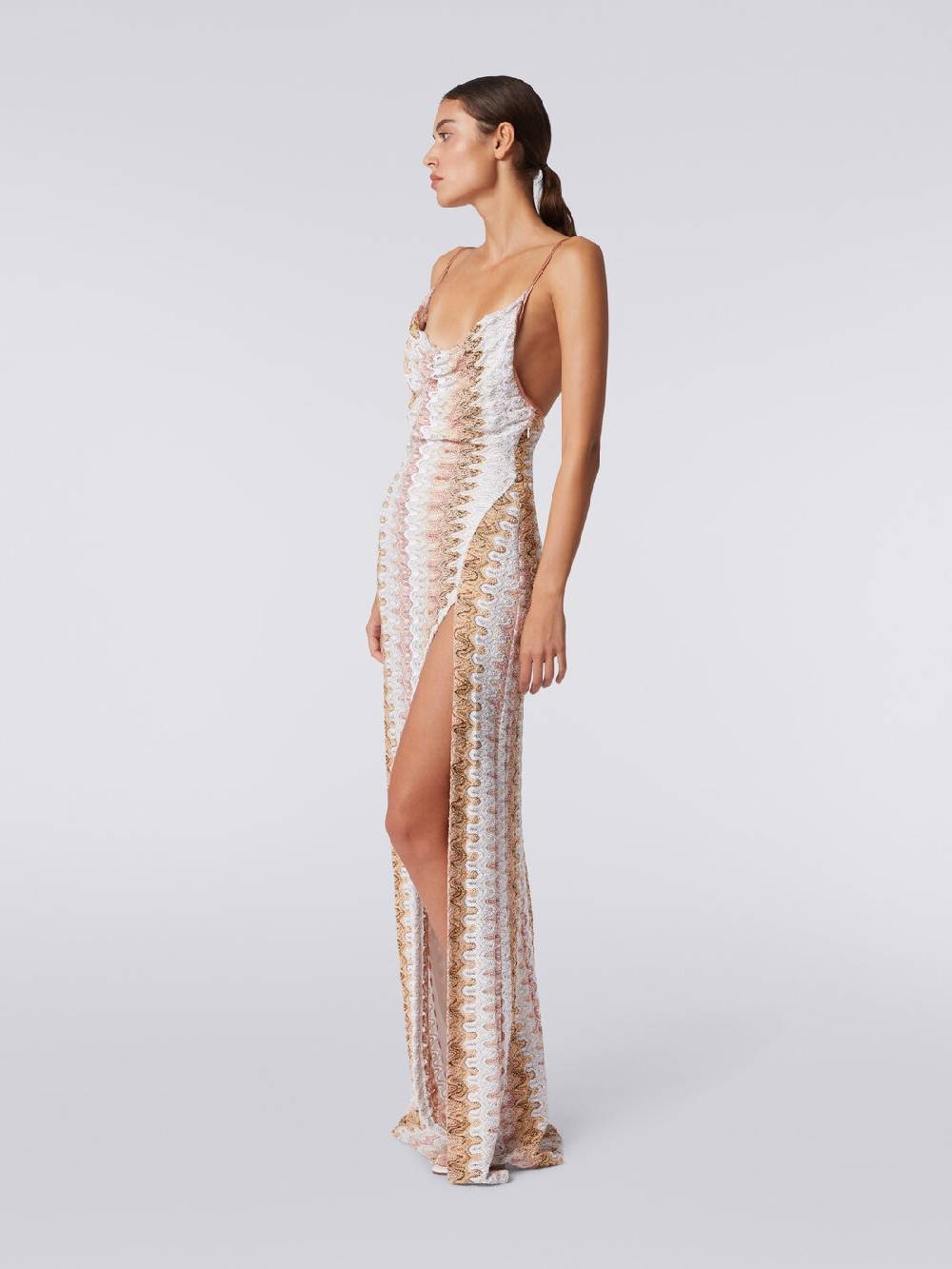 Missoni Abito lungo effetto pizzo con scollatura drappeggiata e spacco Vendite Flash