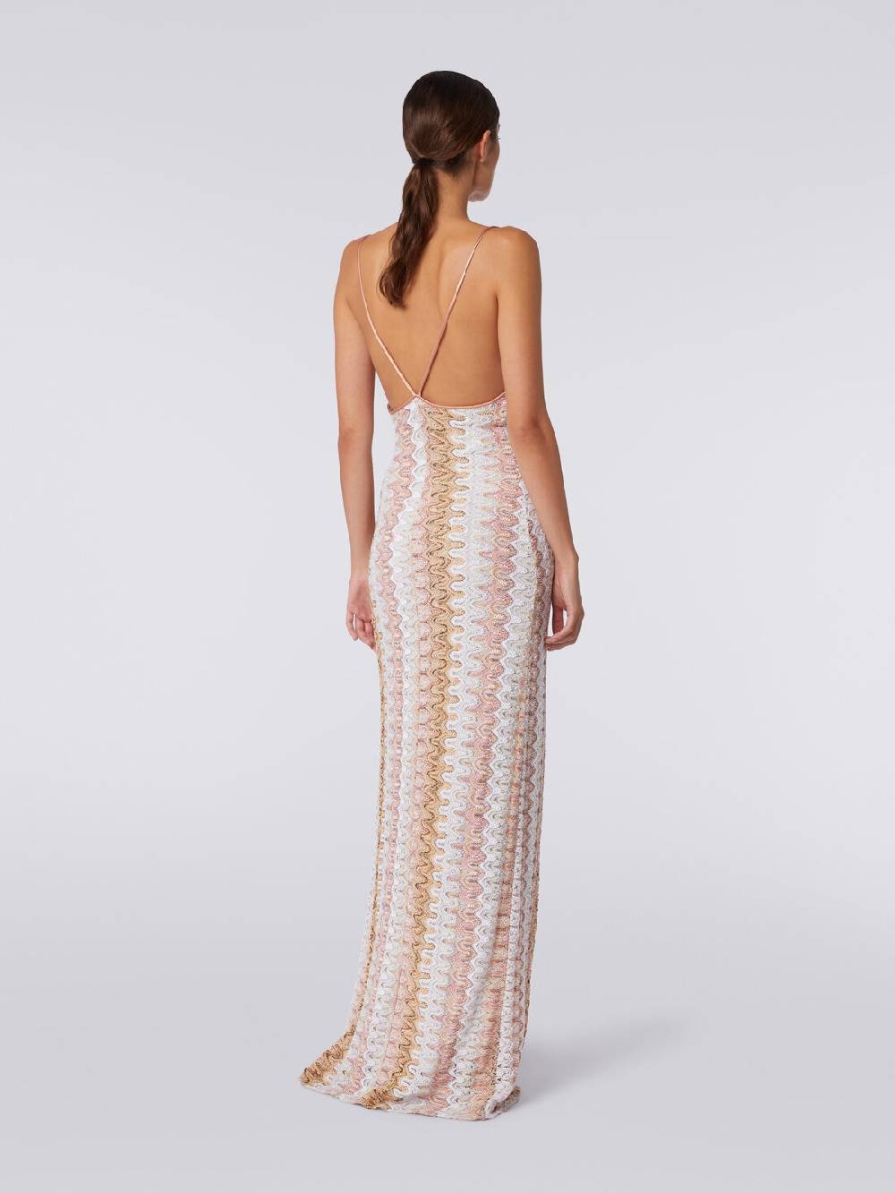 Missoni Abito lungo effetto pizzo con scollatura drappeggiata e spacco Vendite Flash