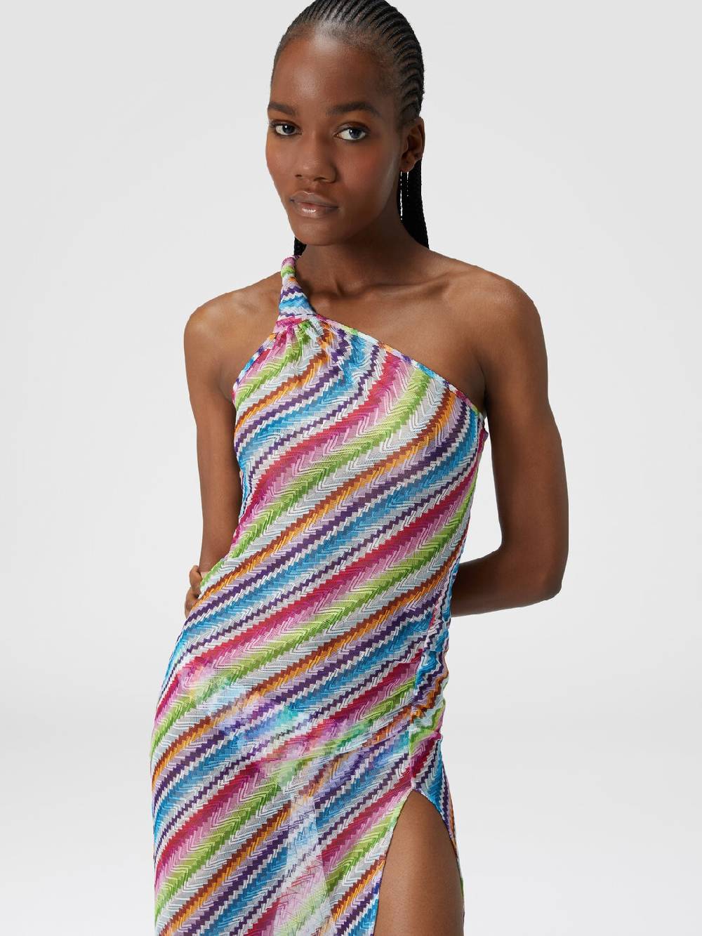 Missoni Abito copricostume stampa zig zag con scollatura a nodo Saldi Di Fabbrica