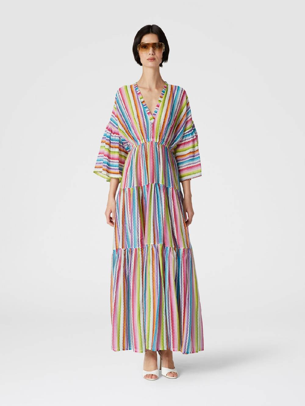 Missoni Abito copricostume lungo a balze stampa zig zag