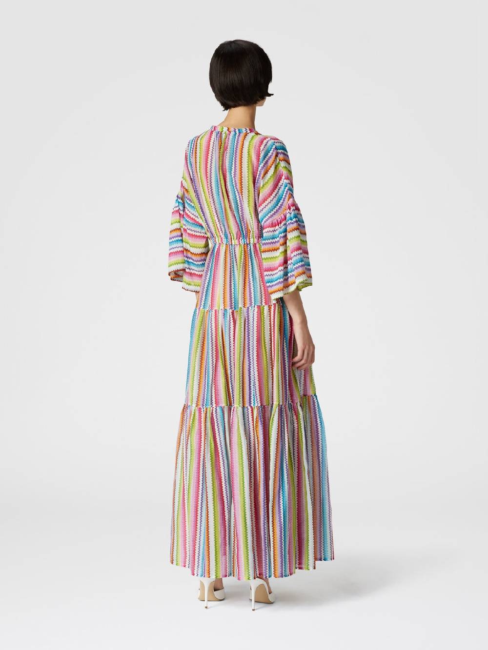 Missoni Abito copricostume lungo a balze stampa zig zag Nuova