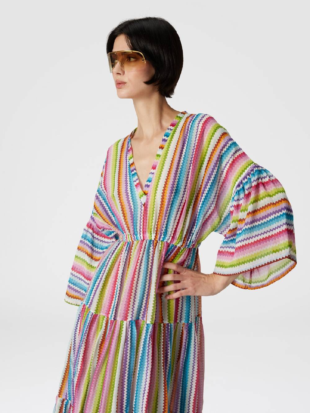 Missoni Abito copricostume lungo a balze stampa zig zag Nuova