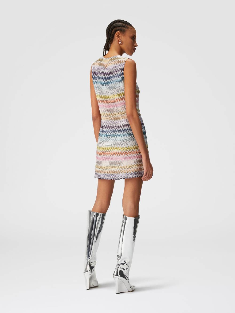 Missoni Mini-abito senza maniche in viscosa zig zag lamé Italy