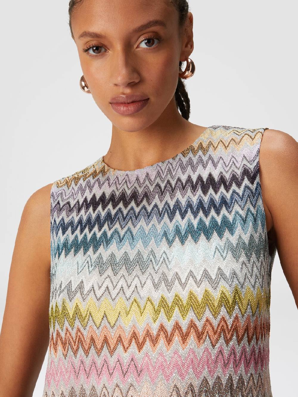 Missoni Mini-abito senza maniche in viscosa zig zag lamé Italy