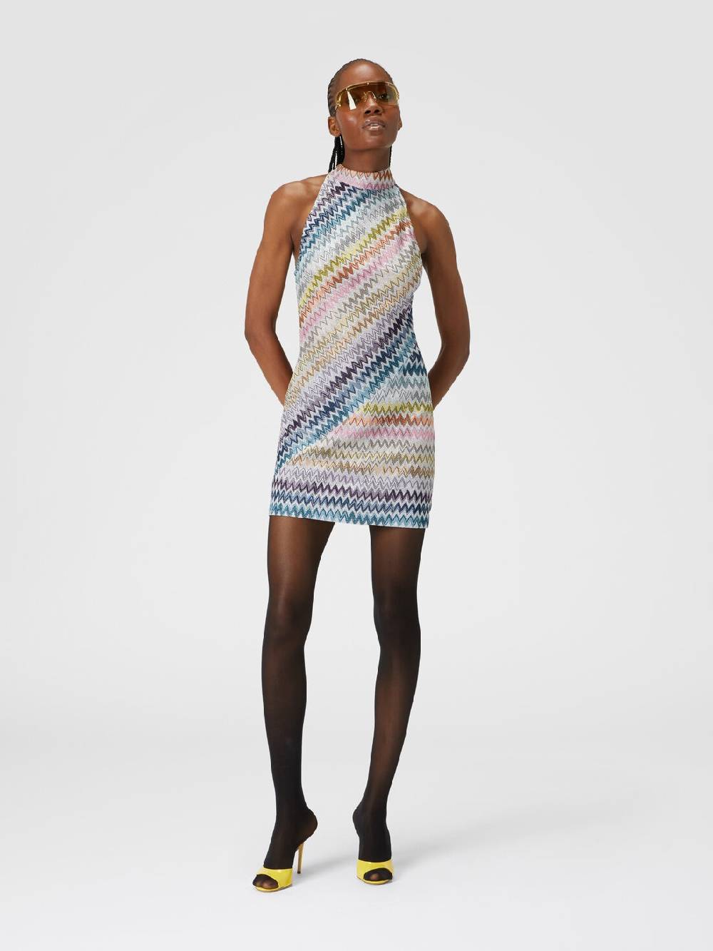 Missoni Mini-abito senza maniche in viscosa zig zag lamé Italia