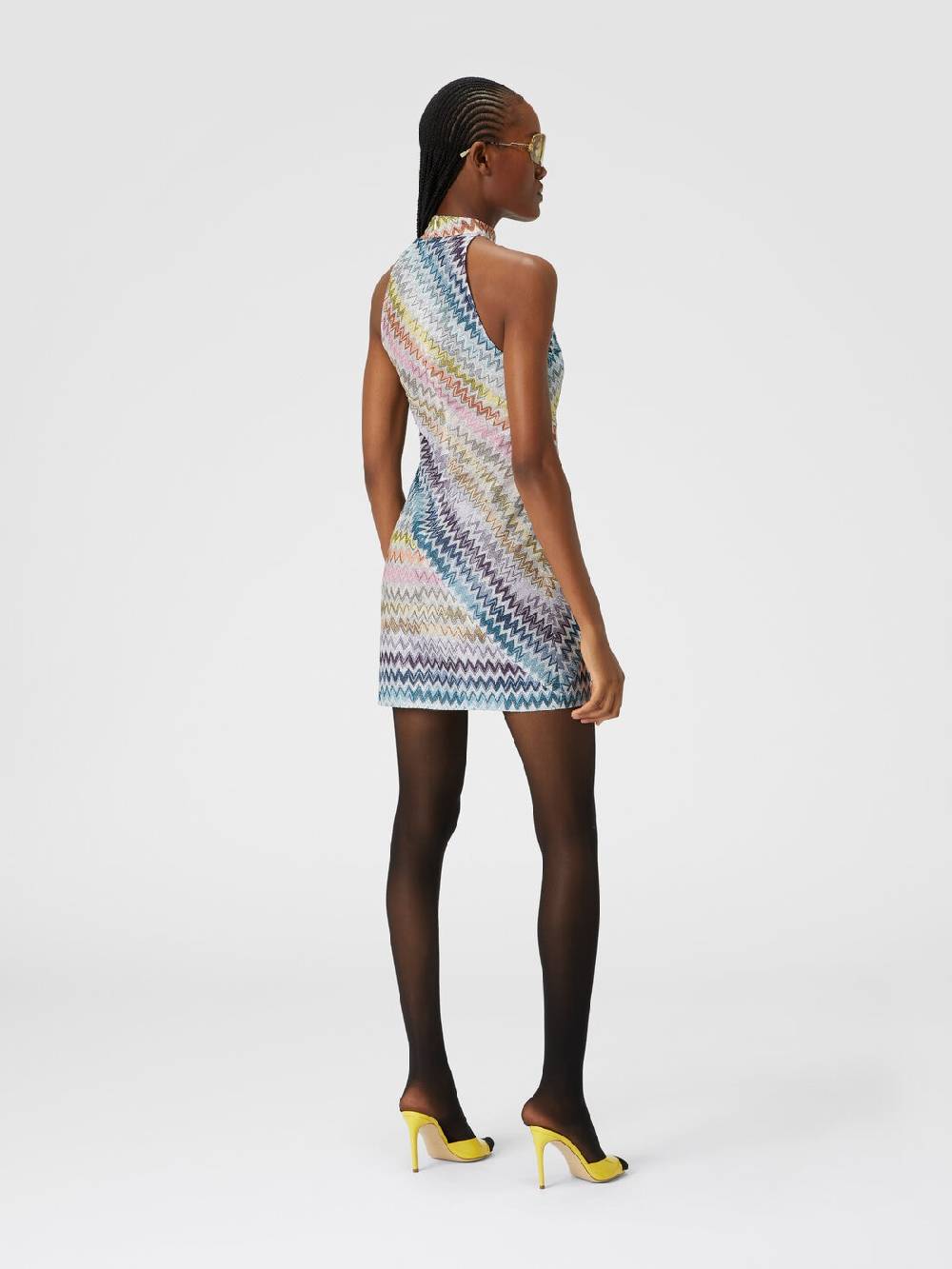Missoni Mini-abito senza maniche in viscosa zig zag lamé Italia