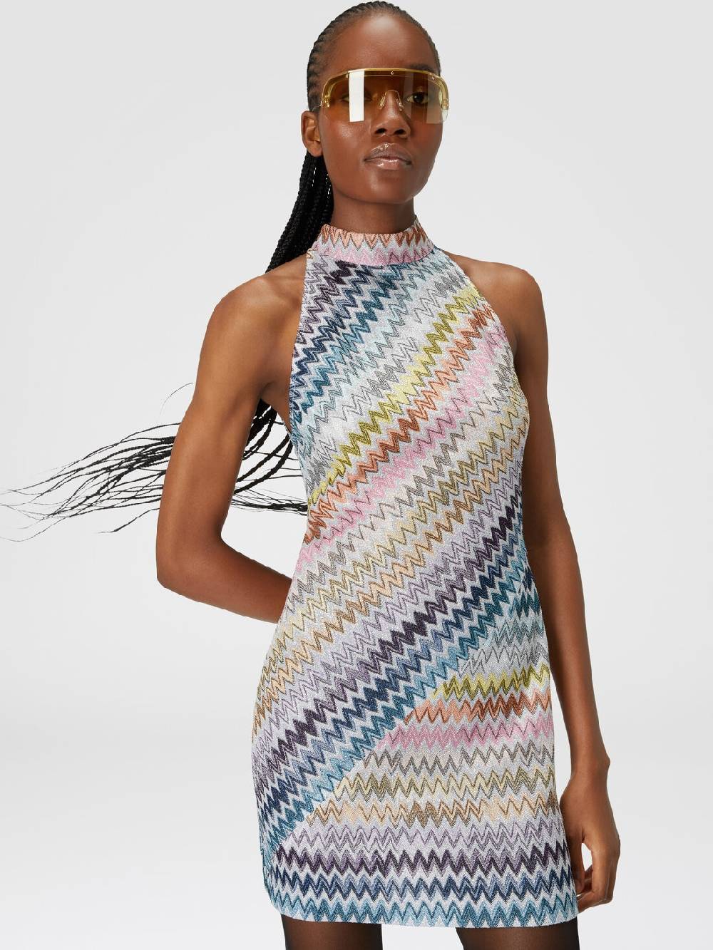 Missoni Mini-abito senza maniche in viscosa zig zag lamé Italia