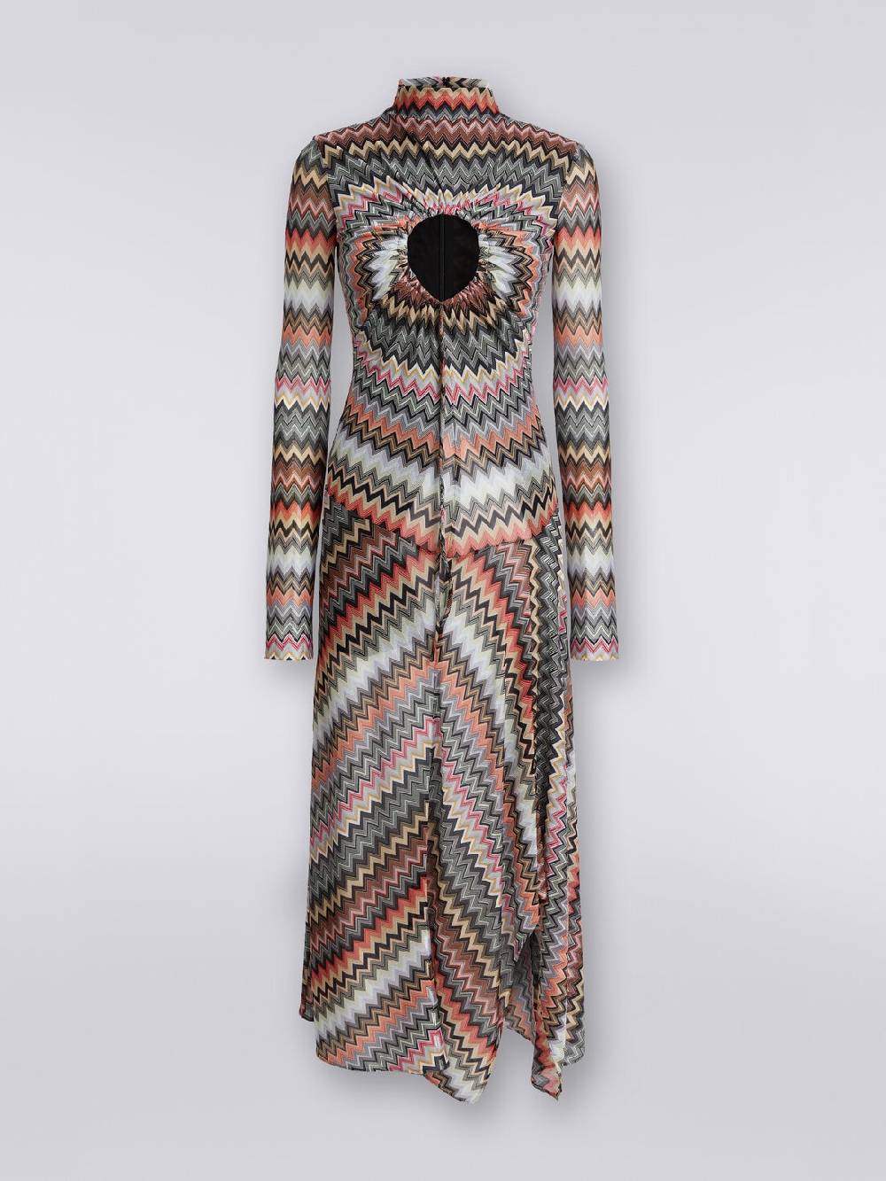 Missoni Abito lungo in cotone e viscosa zig zag con dettaglio cut-out e spacco Spedizione Gratuita
