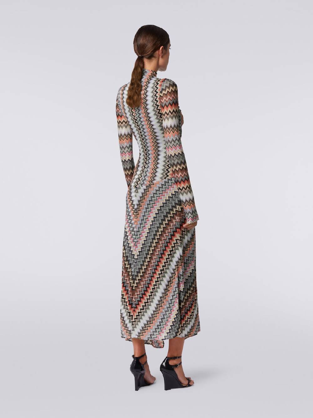 Missoni Abito lungo in cotone e viscosa zig zag con dettaglio cut-out e spacco Spedizione Gratuita