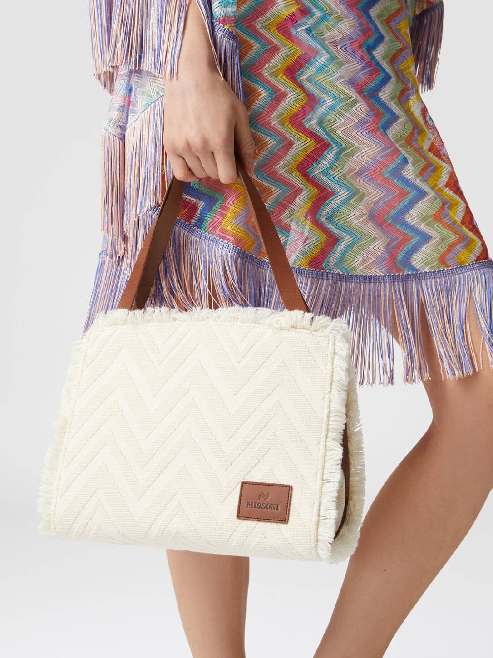 Missoni Tote bag in misto cotone chevron Promozione Limitata