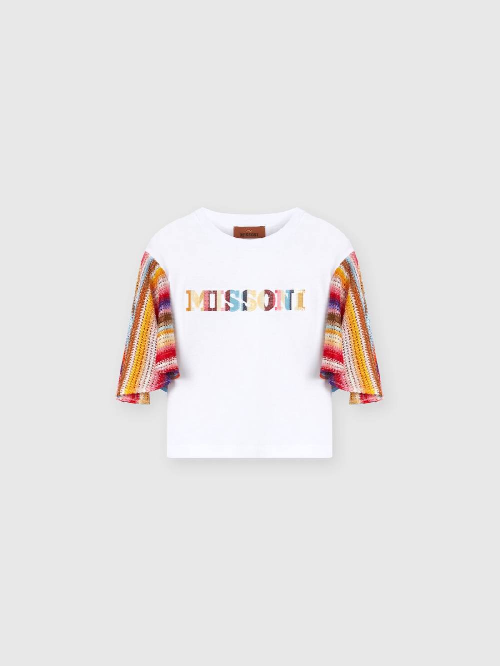 Missoni T-shirt in cotone con inserti a contrasto e scritta logo Presa