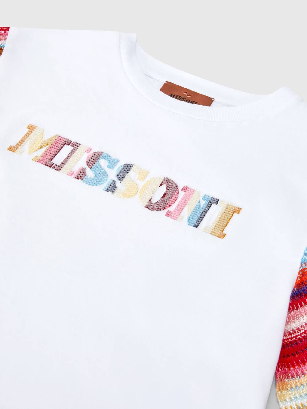 Missoni T-shirt in cotone con inserti a contrasto e scritta logo Presa