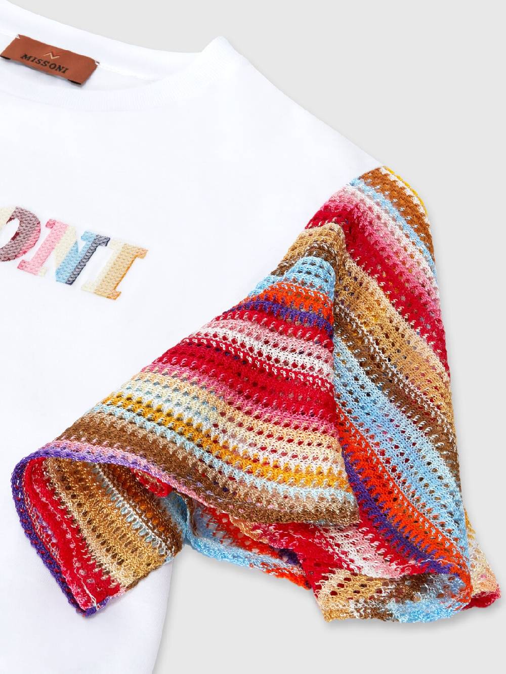 Missoni T-shirt in cotone con inserti a contrasto e scritta logo Presa
