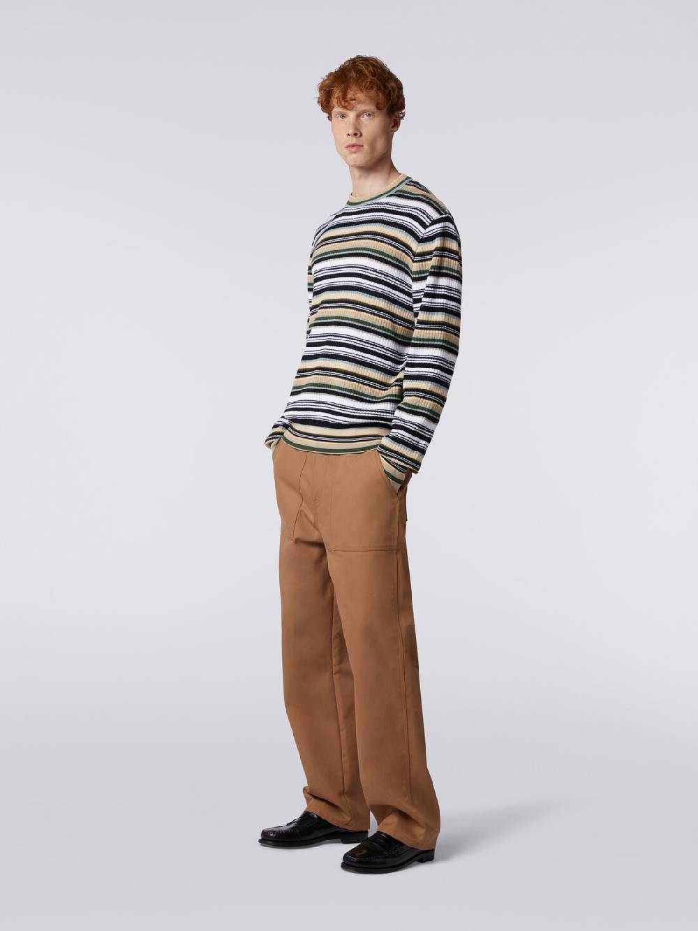 Missoni Pullover girocollo in cotone a righe Saldi Di Fabbrica