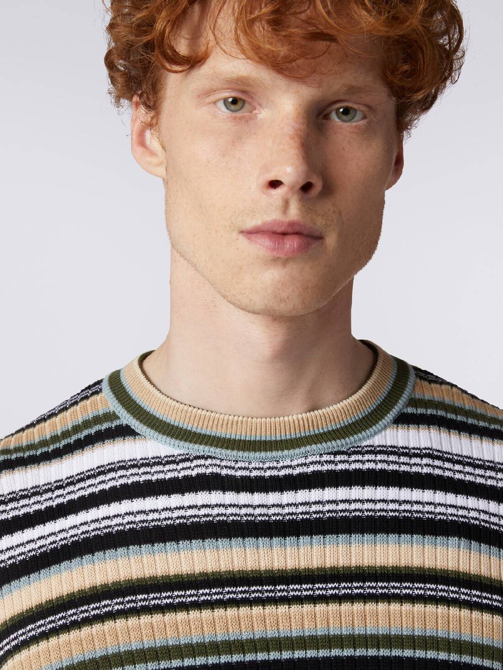 Missoni Pullover girocollo in cotone a righe Saldi Di Fabbrica