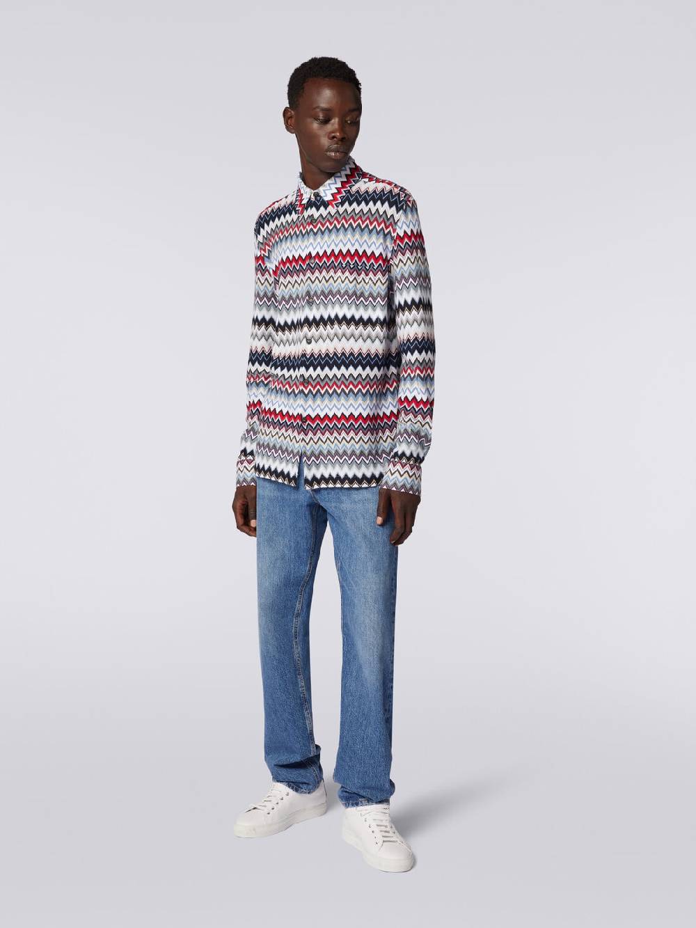 Missoni Camicia a maniche lunghe in cotone zig zag