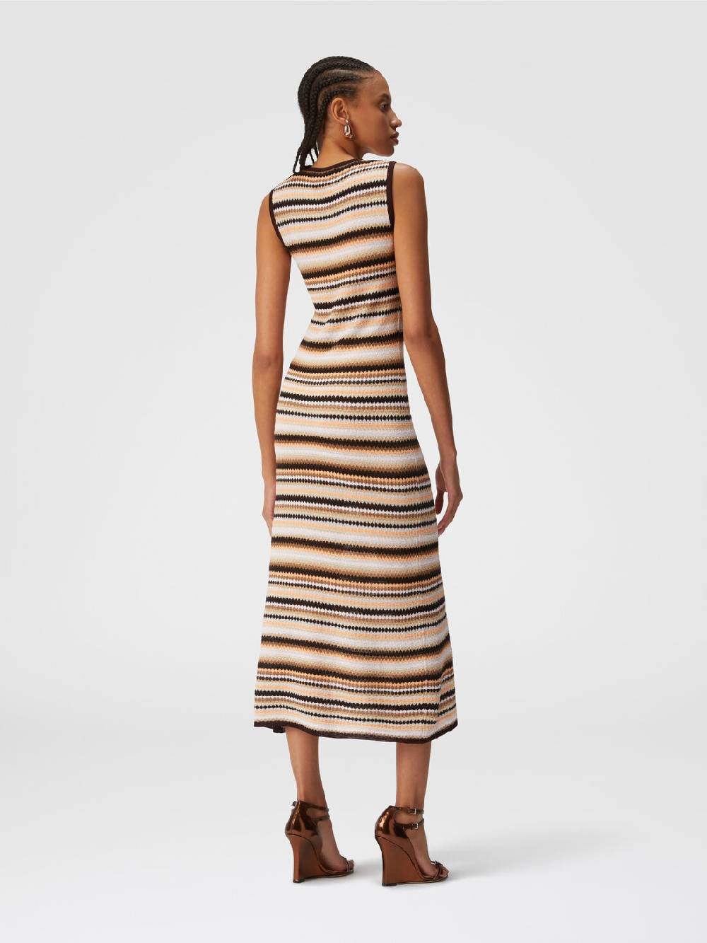 Missoni Abito midi senza maniche in lana e viscosa a righe Negozio