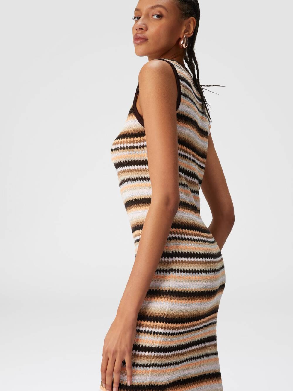 Missoni Abito midi senza maniche in lana e viscosa a righe Negozio