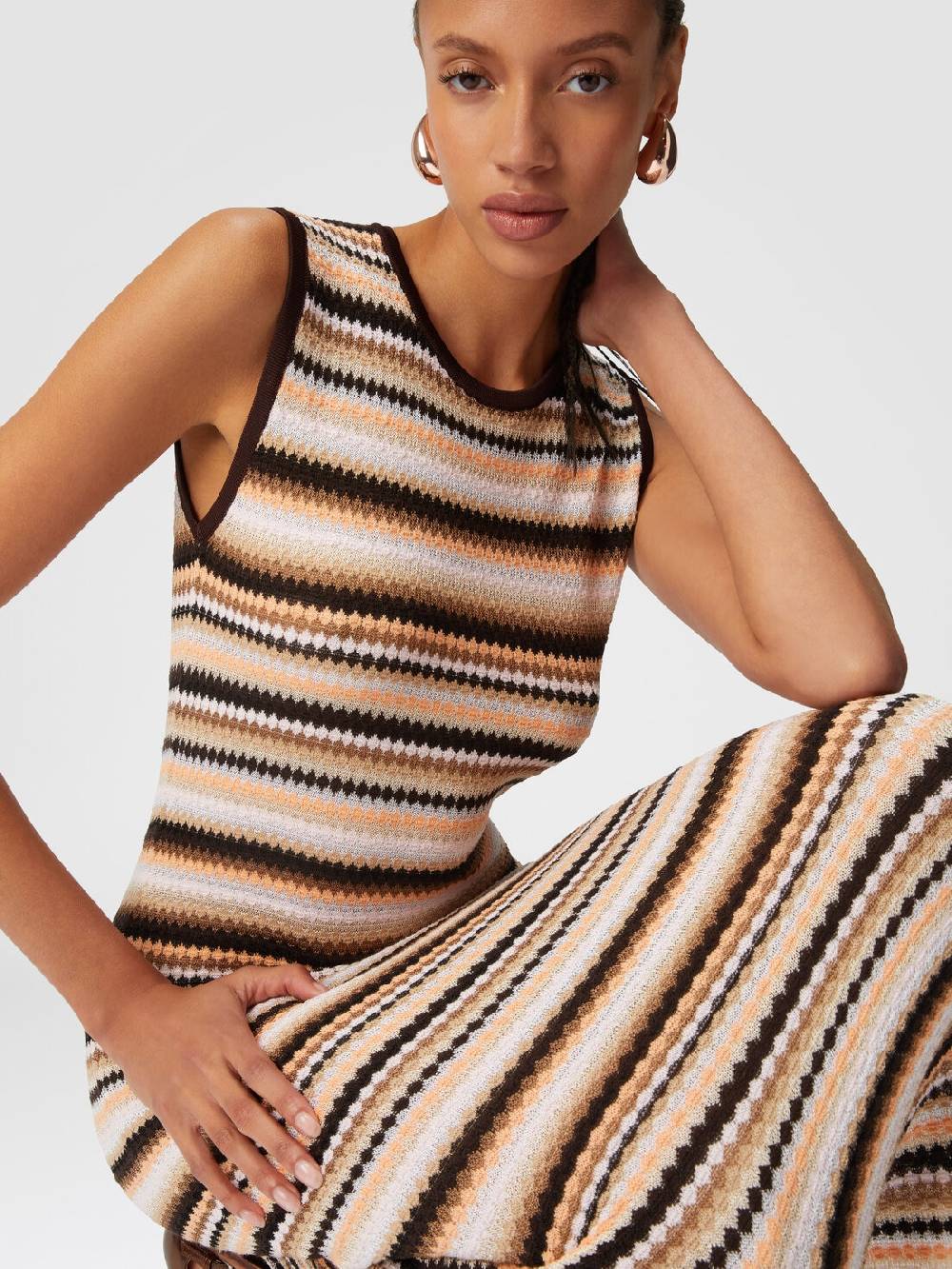 Missoni Abito midi senza maniche in lana e viscosa a righe Negozio