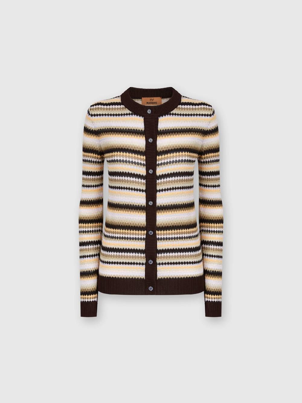 Missoni Cardigan in cotone e viscosa a righe con profili a contrasto Vendita
