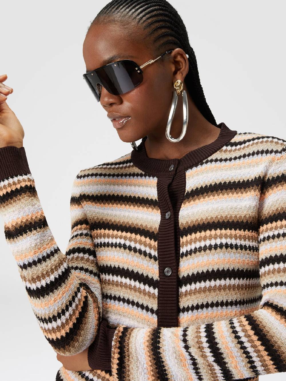 Missoni Cardigan in cotone e viscosa a righe con profili a contrasto Vendita