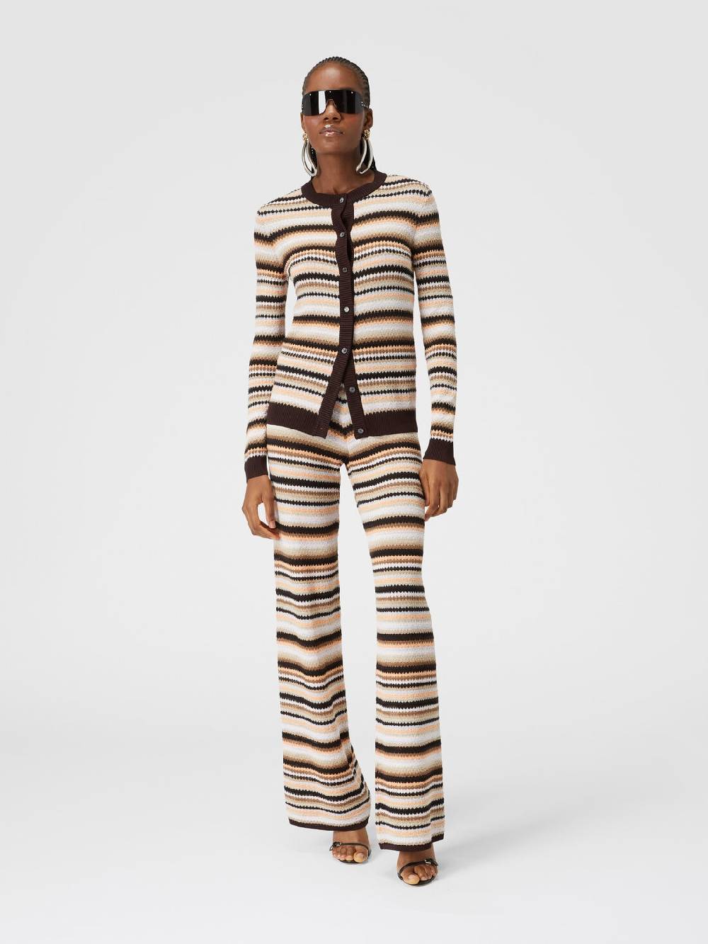 Missoni Pantaloni dritti in maglia rigata di cotone e viscosa
