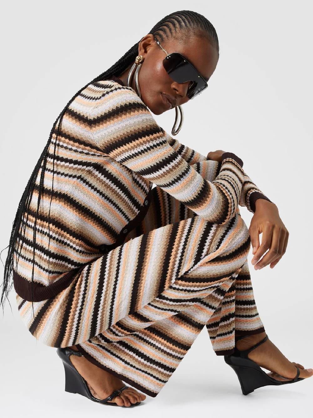Missoni Pantaloni dritti in maglia rigata di cotone e viscosa Promozione