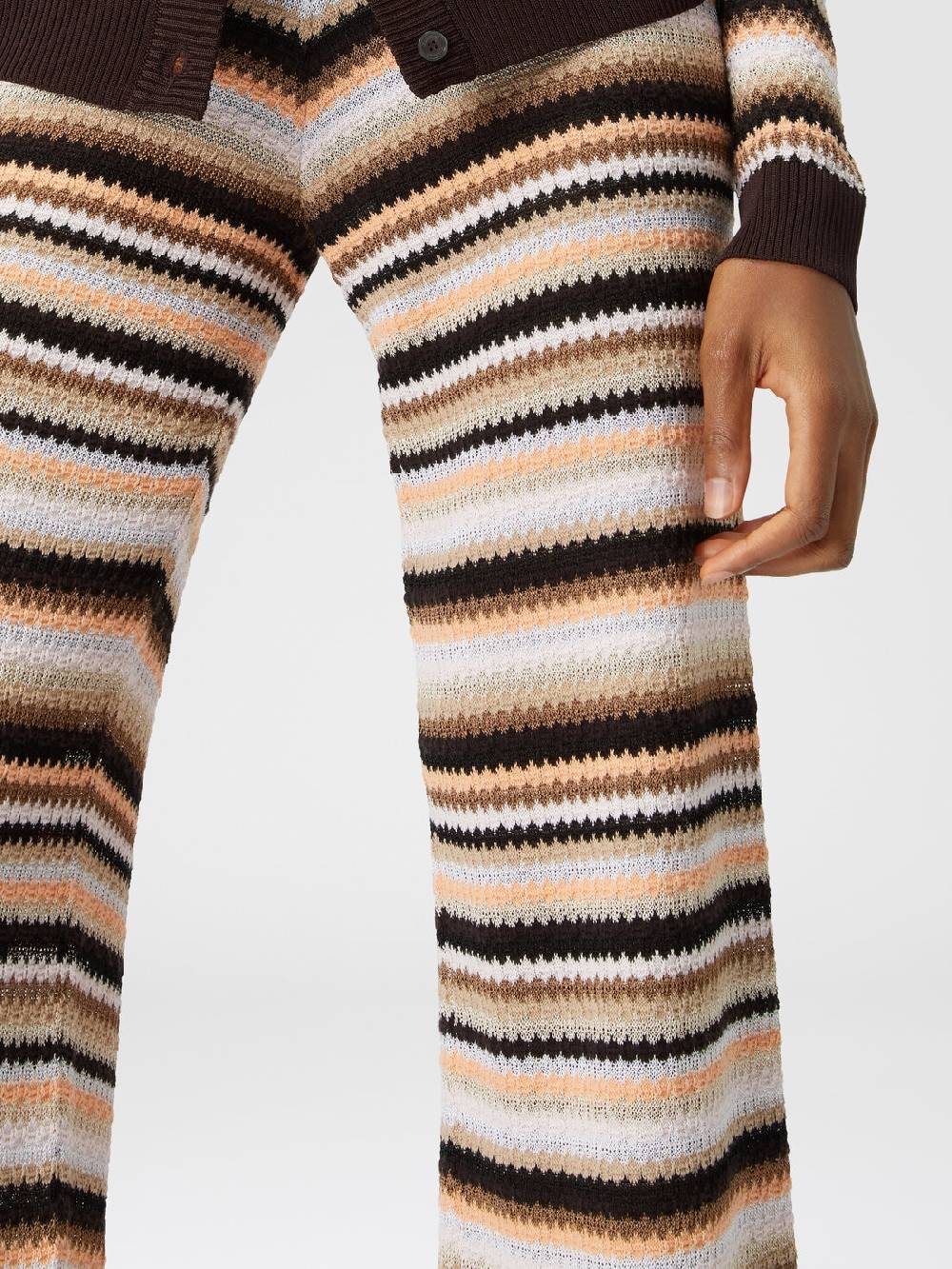Missoni Pantaloni dritti in maglia rigata di cotone e viscosa Promozione
