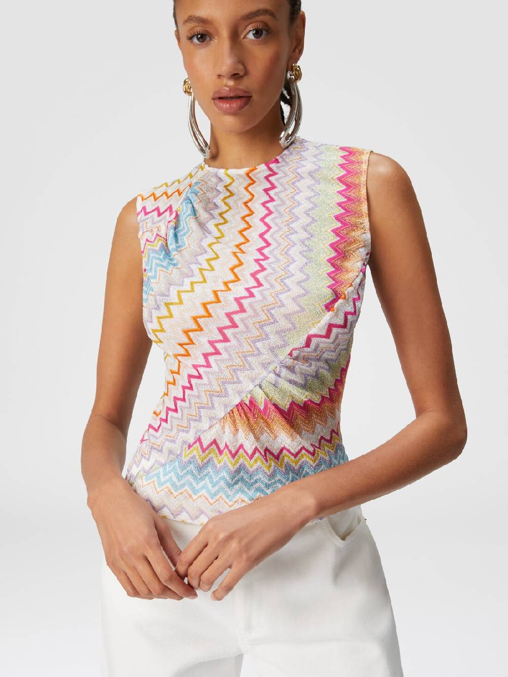 Missoni Top in viscosa zig zag lamé con arricciature Pezzi Unici