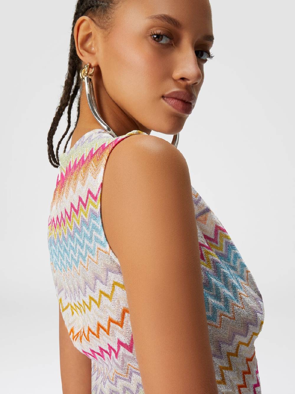 Missoni Top in viscosa zig zag lamé con arricciature Pezzi Unici