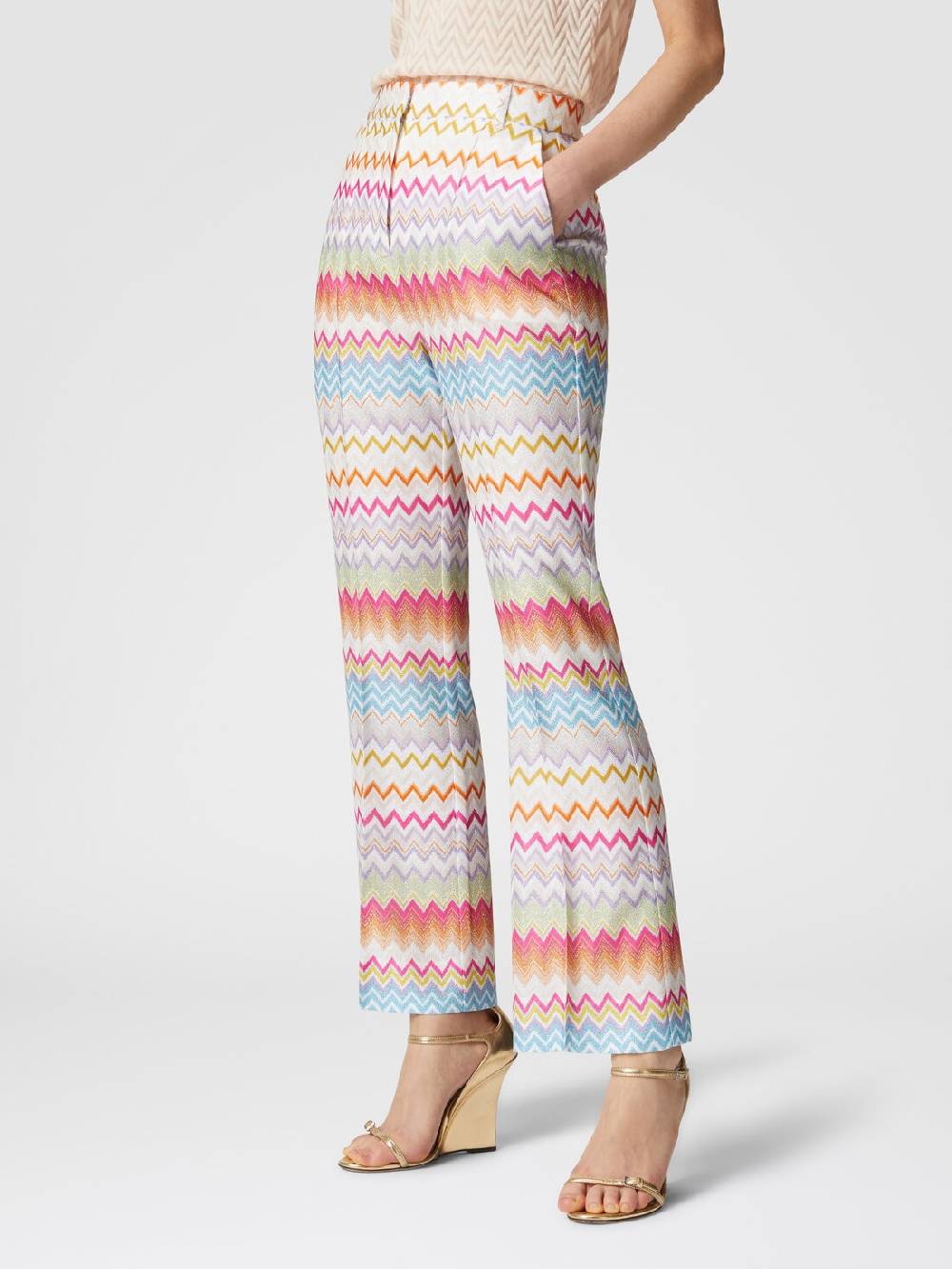 Missoni Pantaloni capri in maglia chevron lamé con paillettes Soddisfazione Garantita