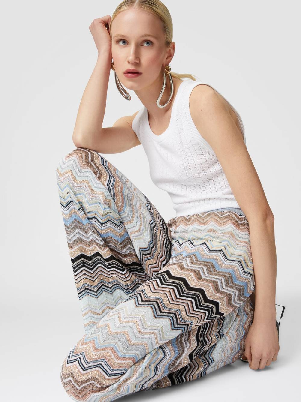 Missoni Pantaloni in maglia chevron lamé con paillettes Consegna Veloce
