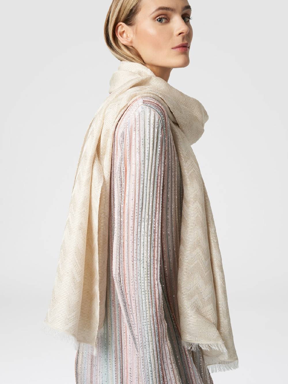 Missoni Stola in misto viscosa chevron con paillettes Negozio