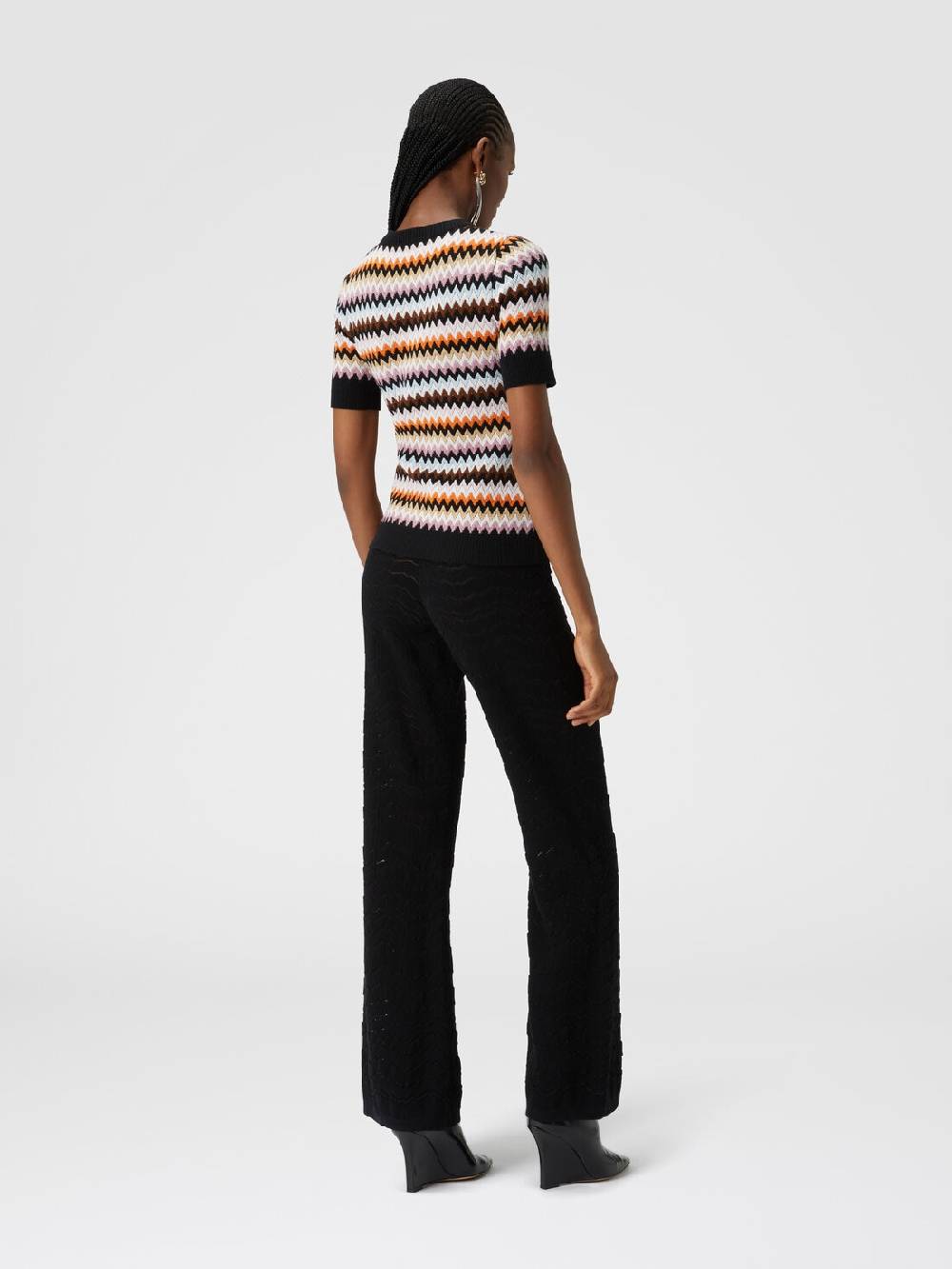 Missoni Pullover girocollo a maniche corte in lana zig zag 2025