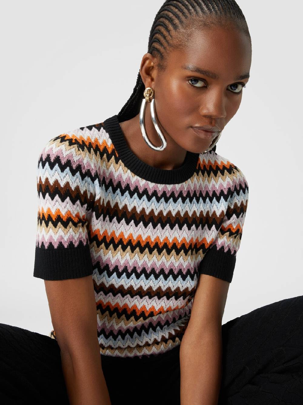 Missoni Pullover girocollo a maniche corte in lana zig zag 2025