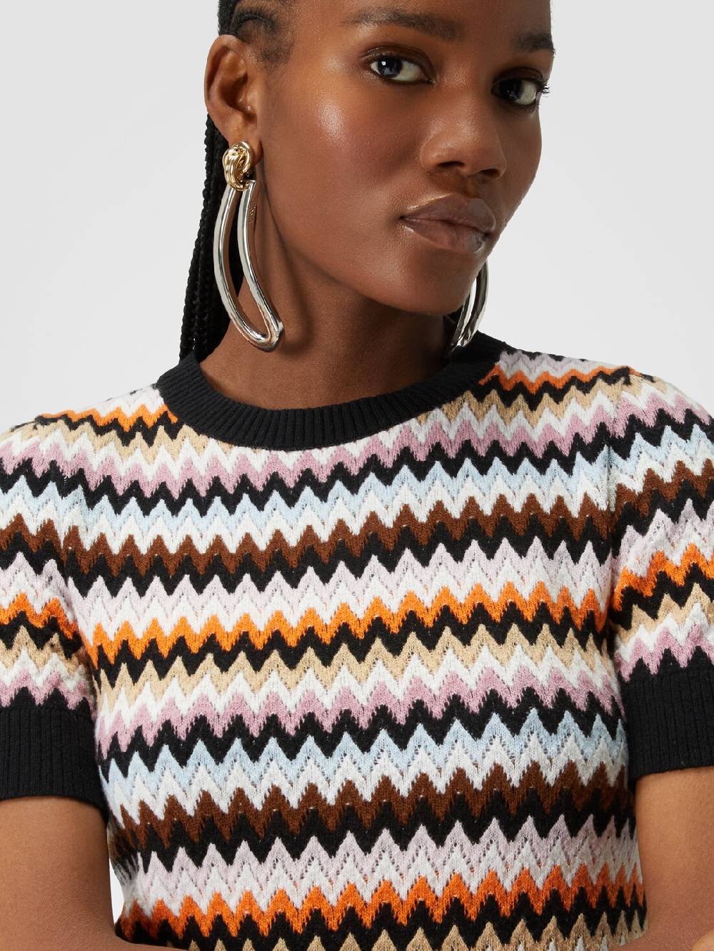 Missoni Pullover girocollo a maniche corte in lana zig zag 2025