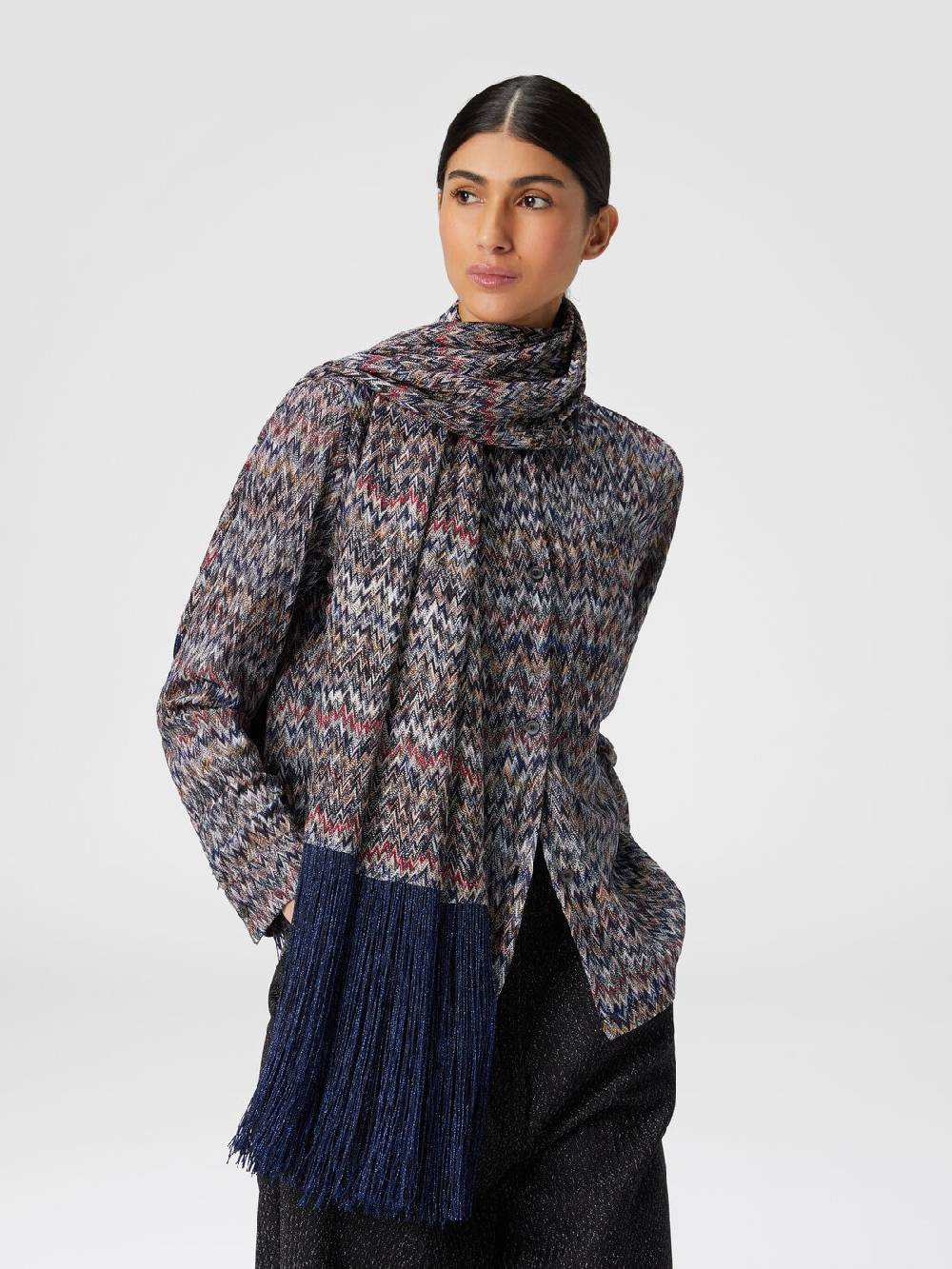 Missoni Stola in viscosa lamé chevron con frange Qualità Garantita