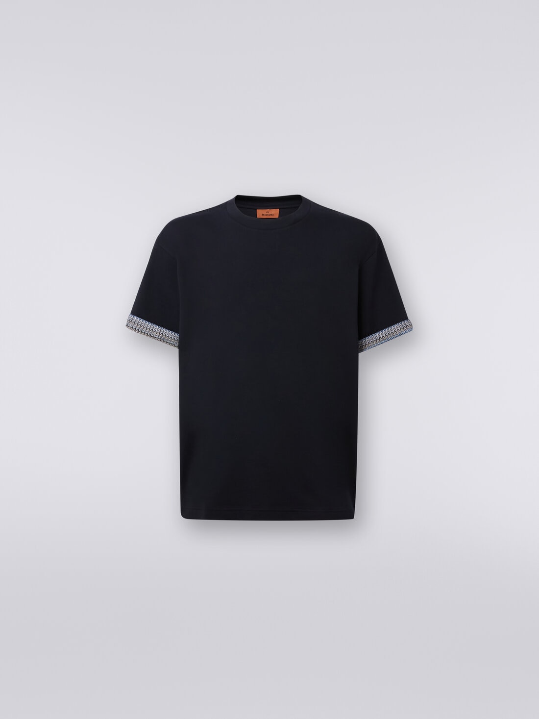 Missoni T-shirt girocollo in cotone con risvolti chevron Outlet